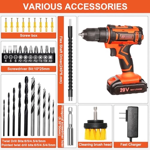 Cordless Drill - 20v 2000mah 25+1 Torque