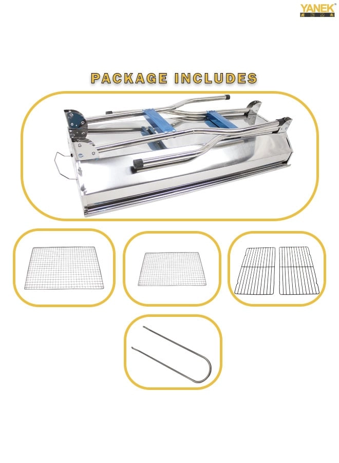 Folding BBQ Camping Grill - Stainless Steel Large