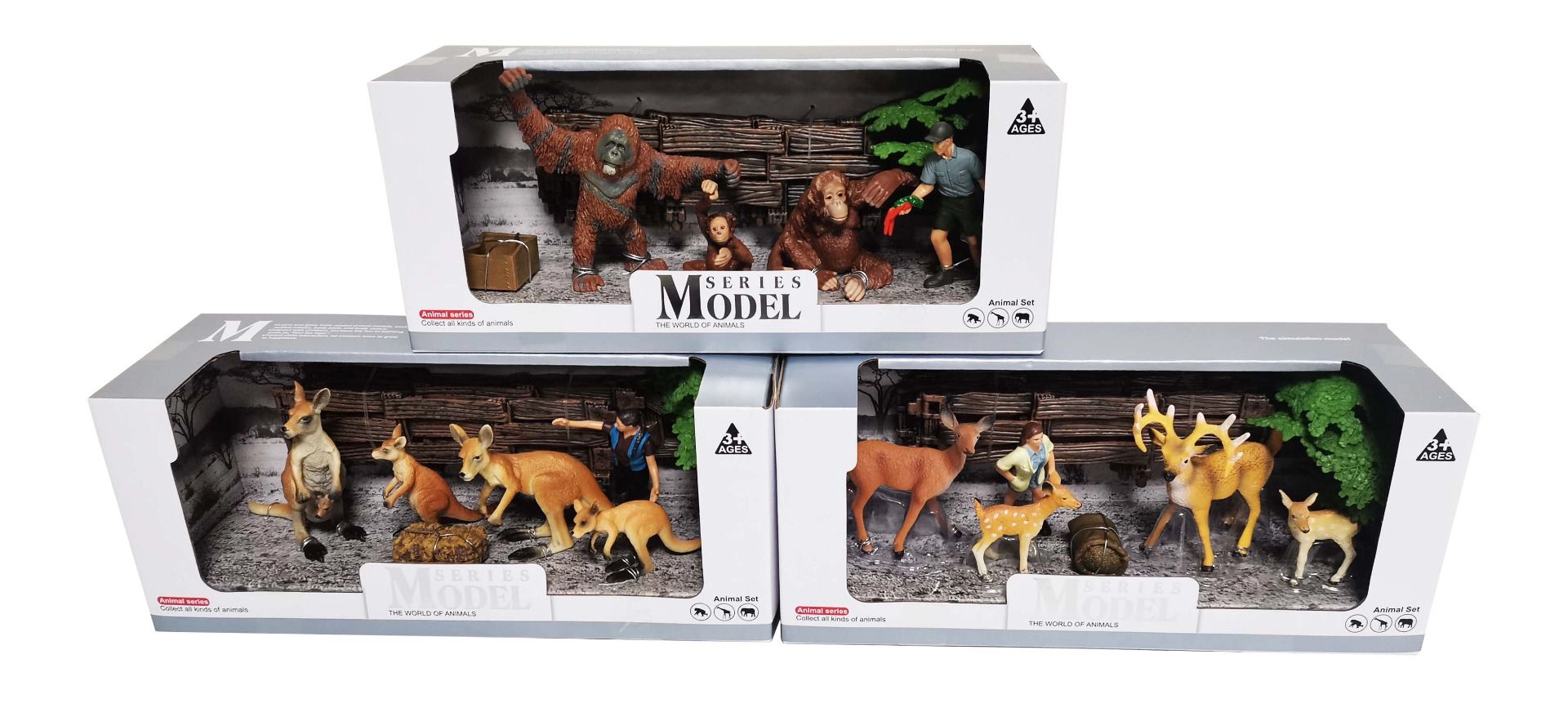 Series Animal Figure Mix - Orangutan + Deer + Kangaroo (TT-TTC-Q9899-C6) 3 pcs