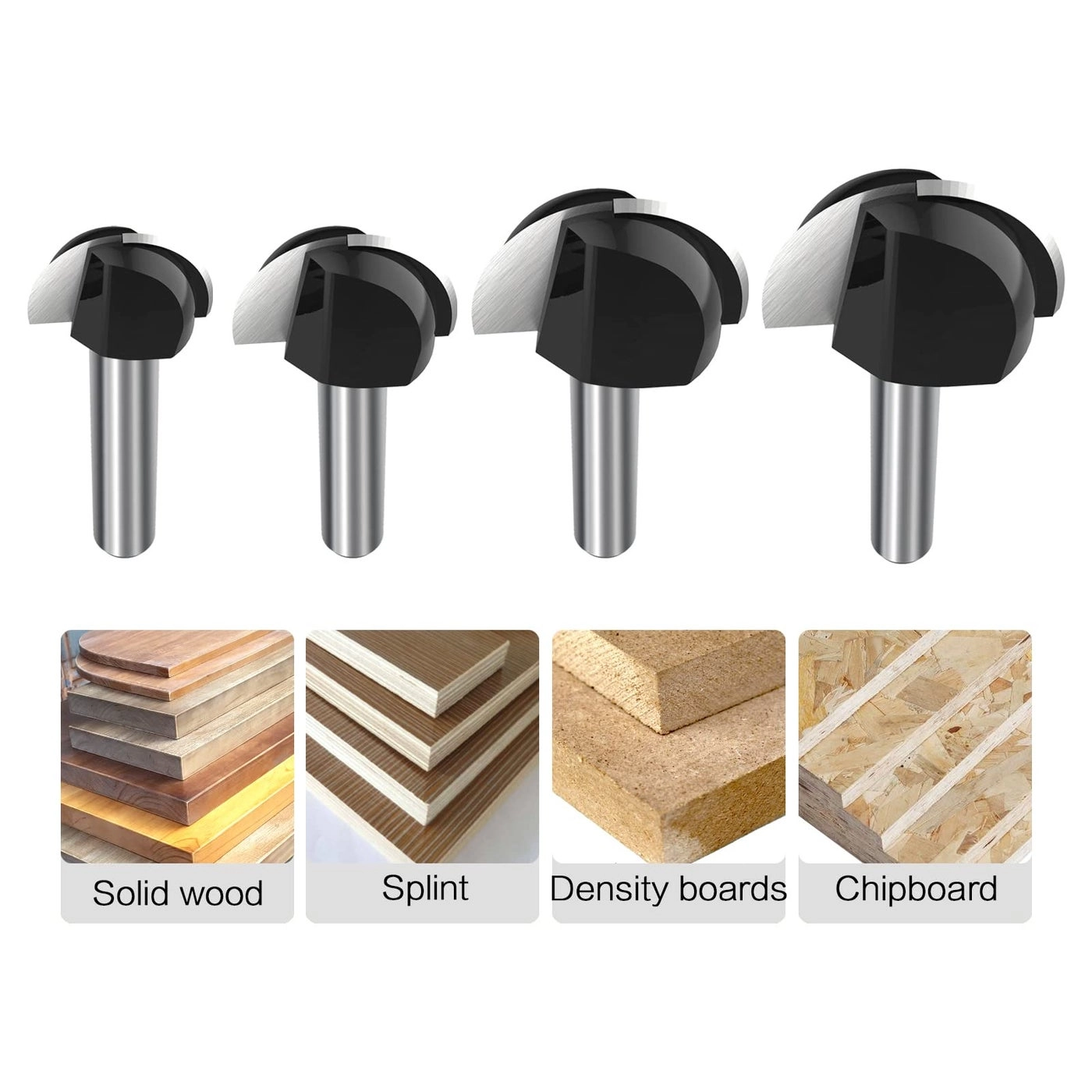 Core Box Router Bit - 5/8" 3/4" 7/8" 1" 1/4 Inch Shank 4-Piece