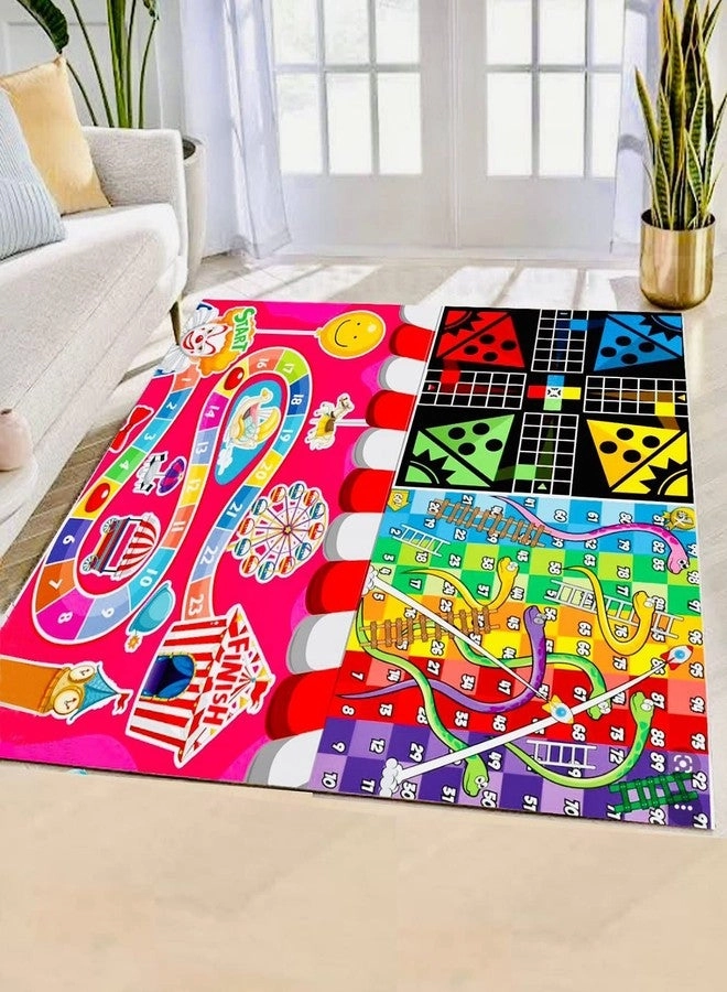 MUREN 3 In 1 Ludo Snake & Ladder Road Trip Counting Play Mat - Reversible Anti-Skid