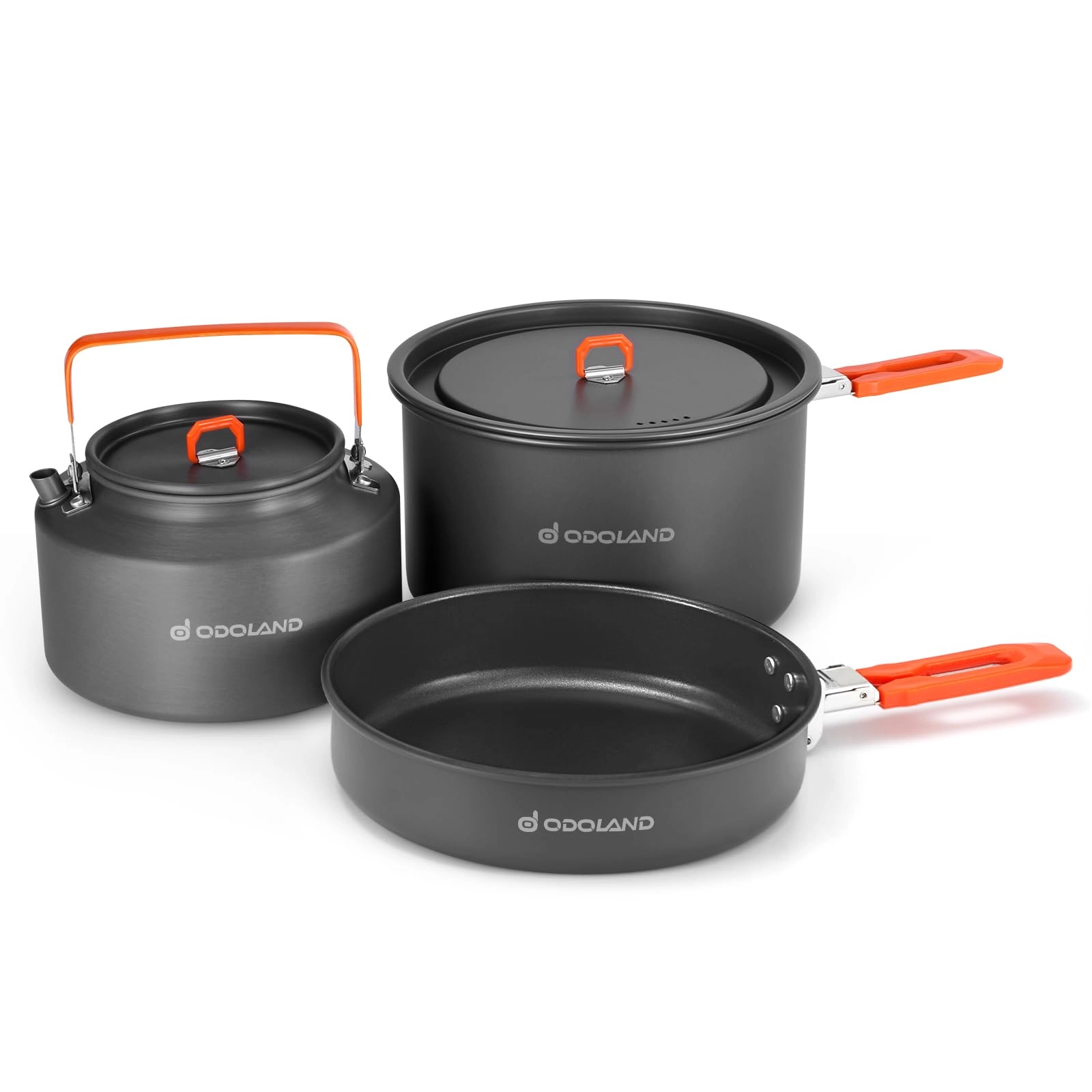 odoland Cooking Pot - 1900ml 4 + Fry Pan - 860ml + Kettle - 1.1L