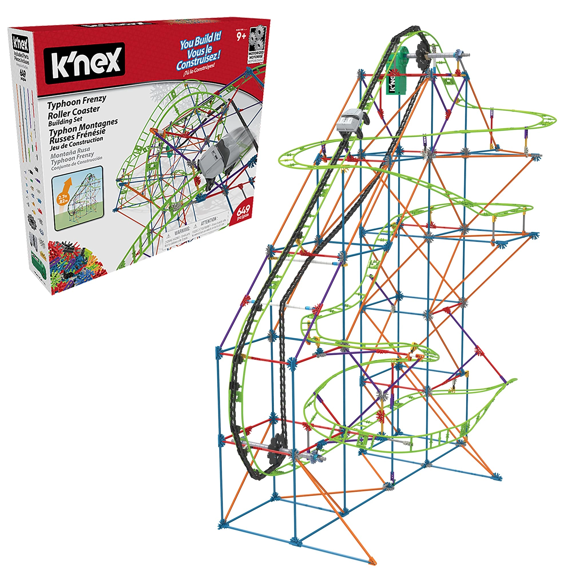 Basic Fun K'NEX Typhoon Frenzy 2 In 1 Roller Coaster - 2-in-1 19 ft 649 Piece