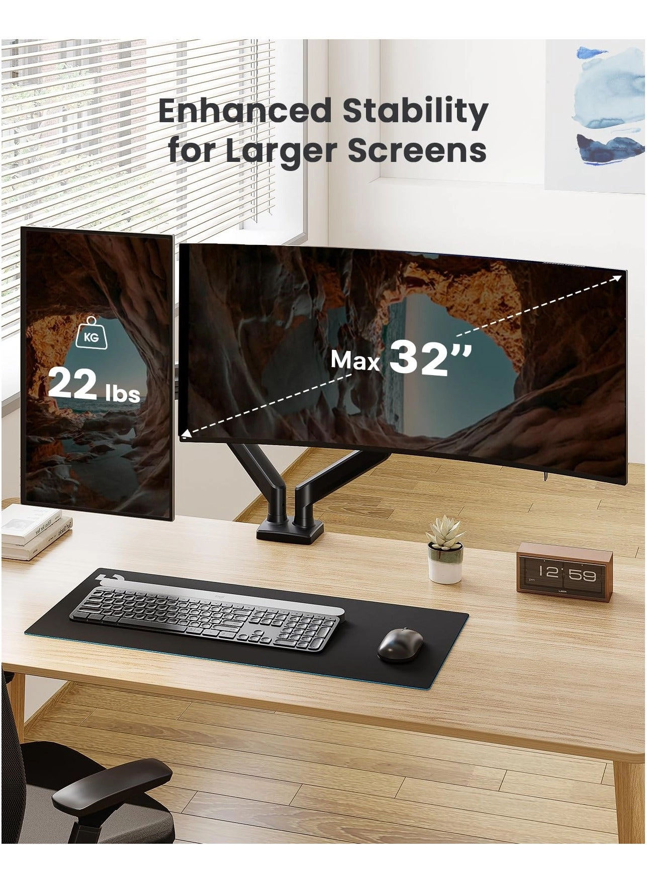 Dual Monitor Stand - 32 inch 75mm x 75mm 100mm x 100mm