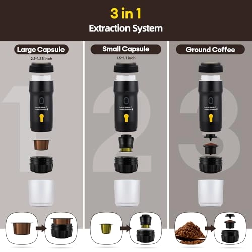 Portable Coffee Maker - 60 Milliliters Ground Coffee /Starbucks Pods/DG capsules/Nespresso original