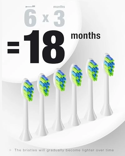 Sonic Electric Toothbrush - 6 Brush Heads 90-Day Battery