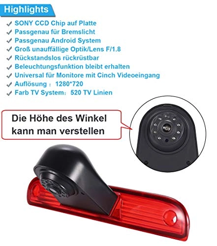 Rear View Mirror Monitor - 4.3 Inch Wired + Brake Light Camera - 1280 x 720 Night vision