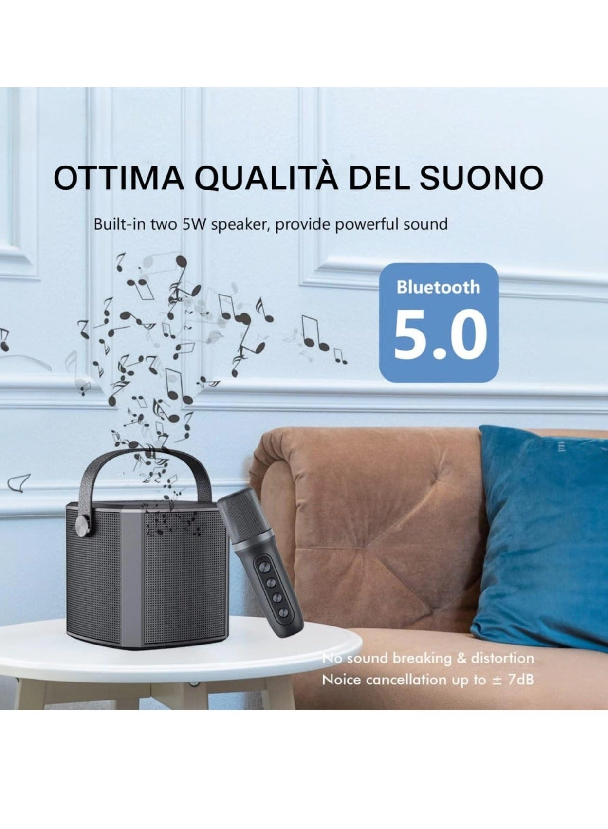 Portable Bluetooth Karaoke Speaker - Rechargeable wireless microphone Type-C charging TF Card support