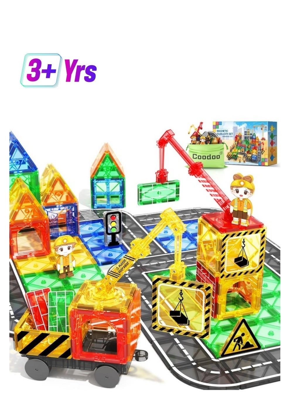 Magnetic Tiles - 2 Cranes Car