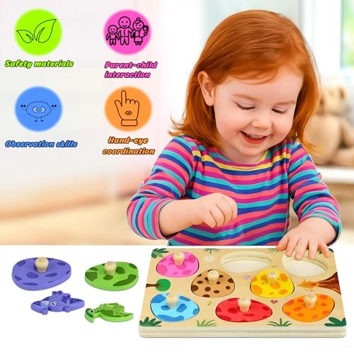 Dino Eggs Wooden Puzzle - 1 Year 8 pieces