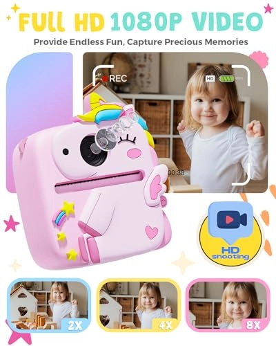 Kids Camera Instant Print - 12MP 1080P 2.4" Screen