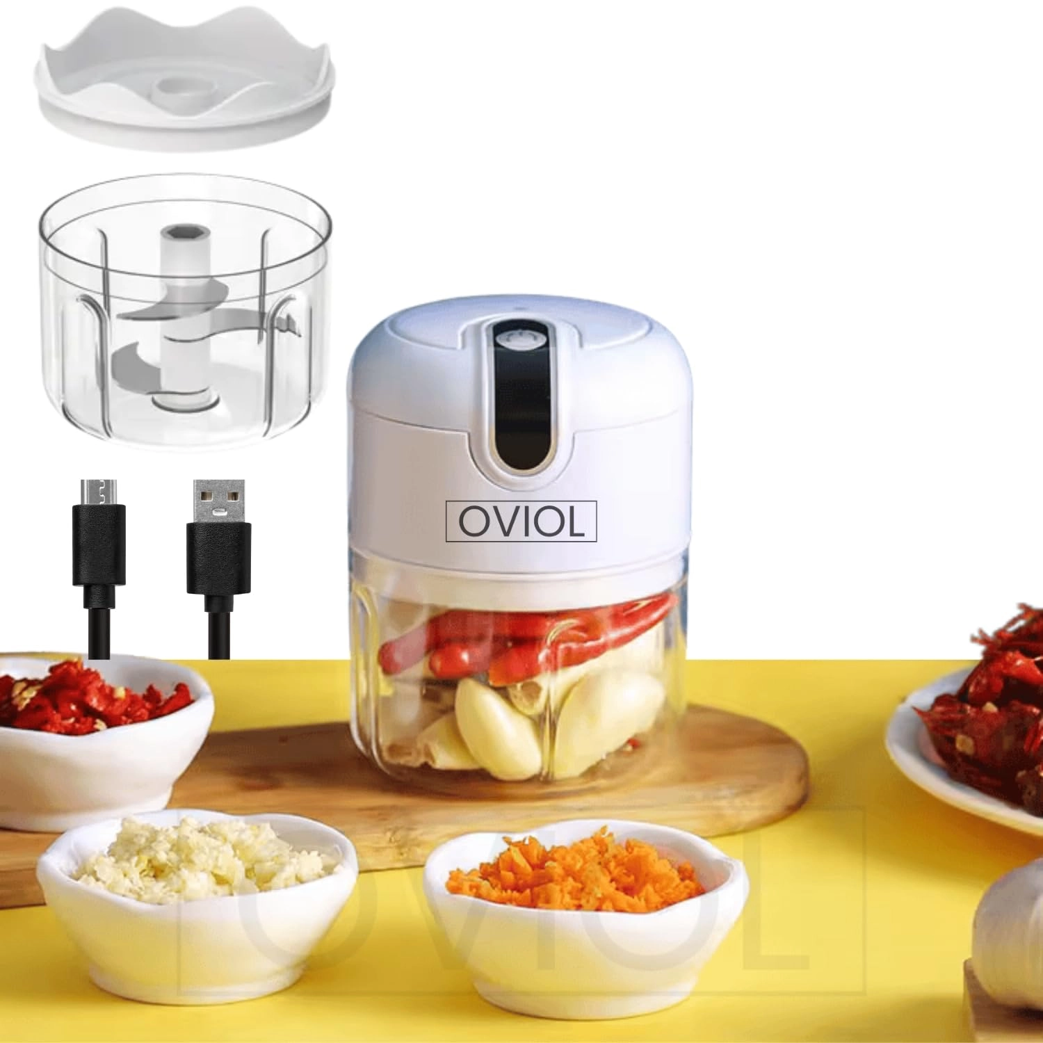 OVIOL Mini Electric Chopper - 250 ML Battery Powered