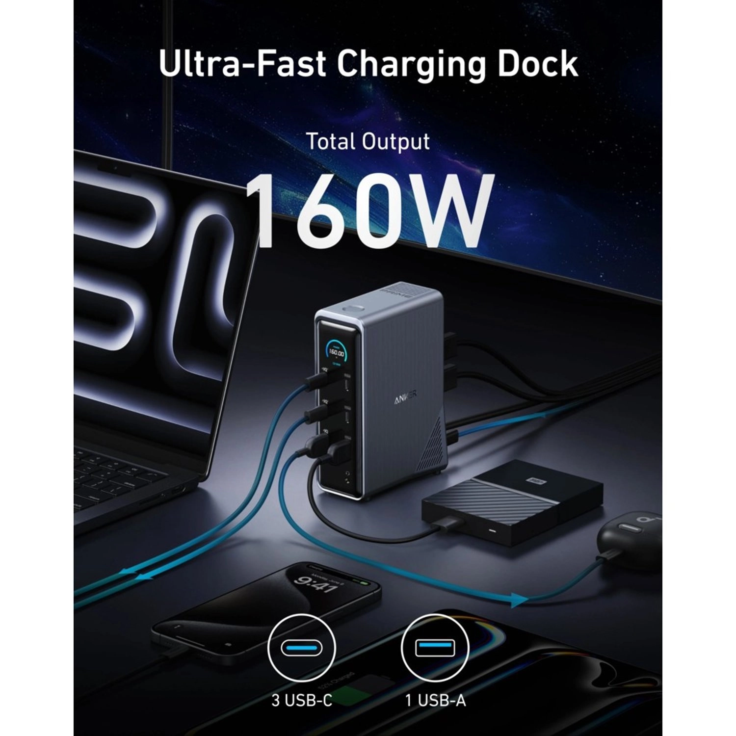 Prime Charging Docking Station - 14-in-1 160W Dual Display