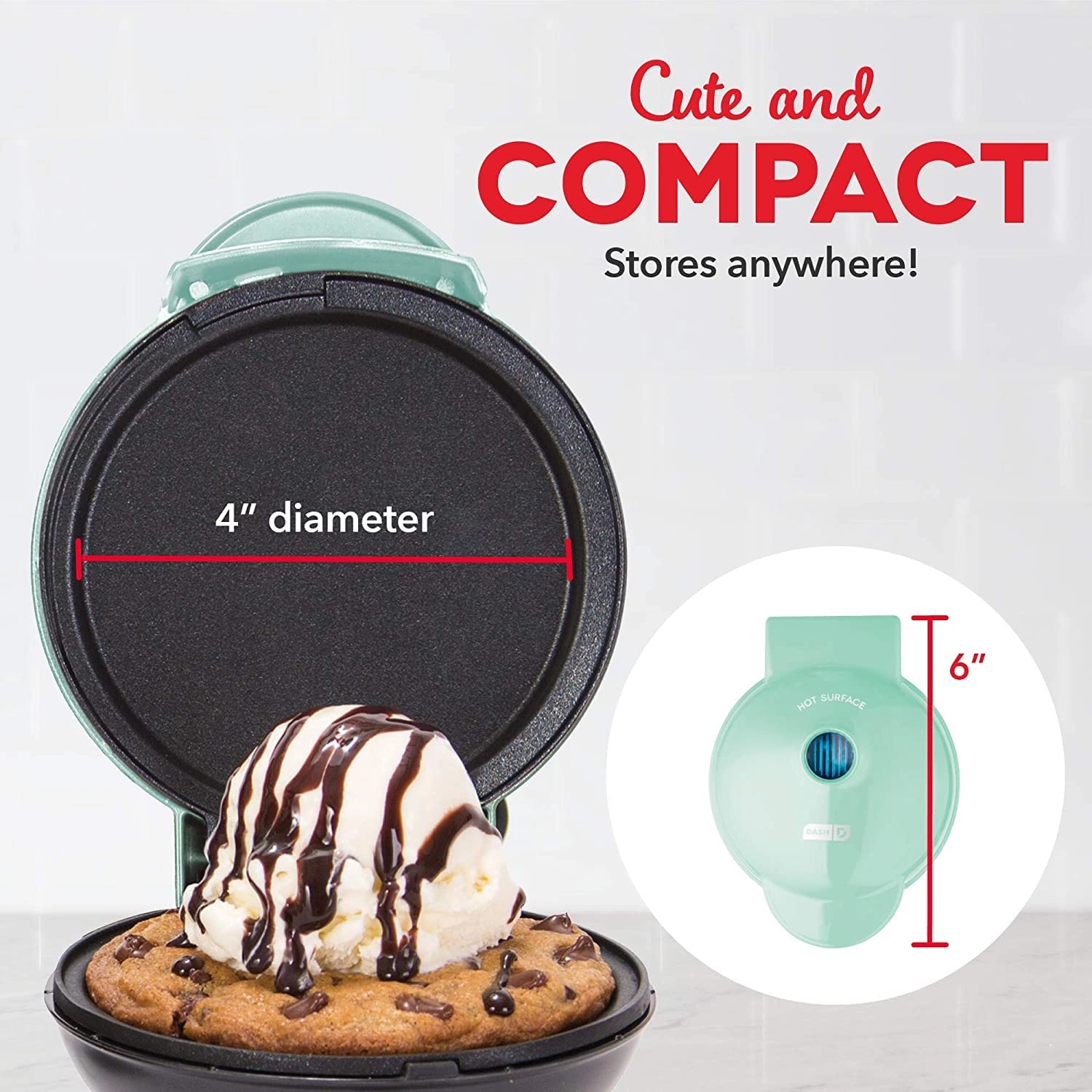 Mini Maker Electric Round Griddle - 4 Inch 350 watts Aqua