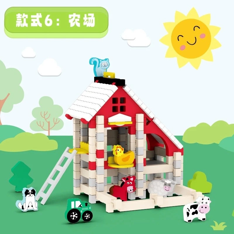 Bluejw Wooden Building Blocks Set - Montessori Wood