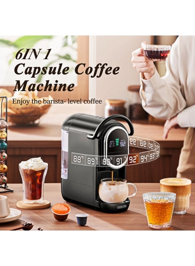 4-in-1 Automatic Capsule Coffee Machine - Adjustable Temperature 19 Bar