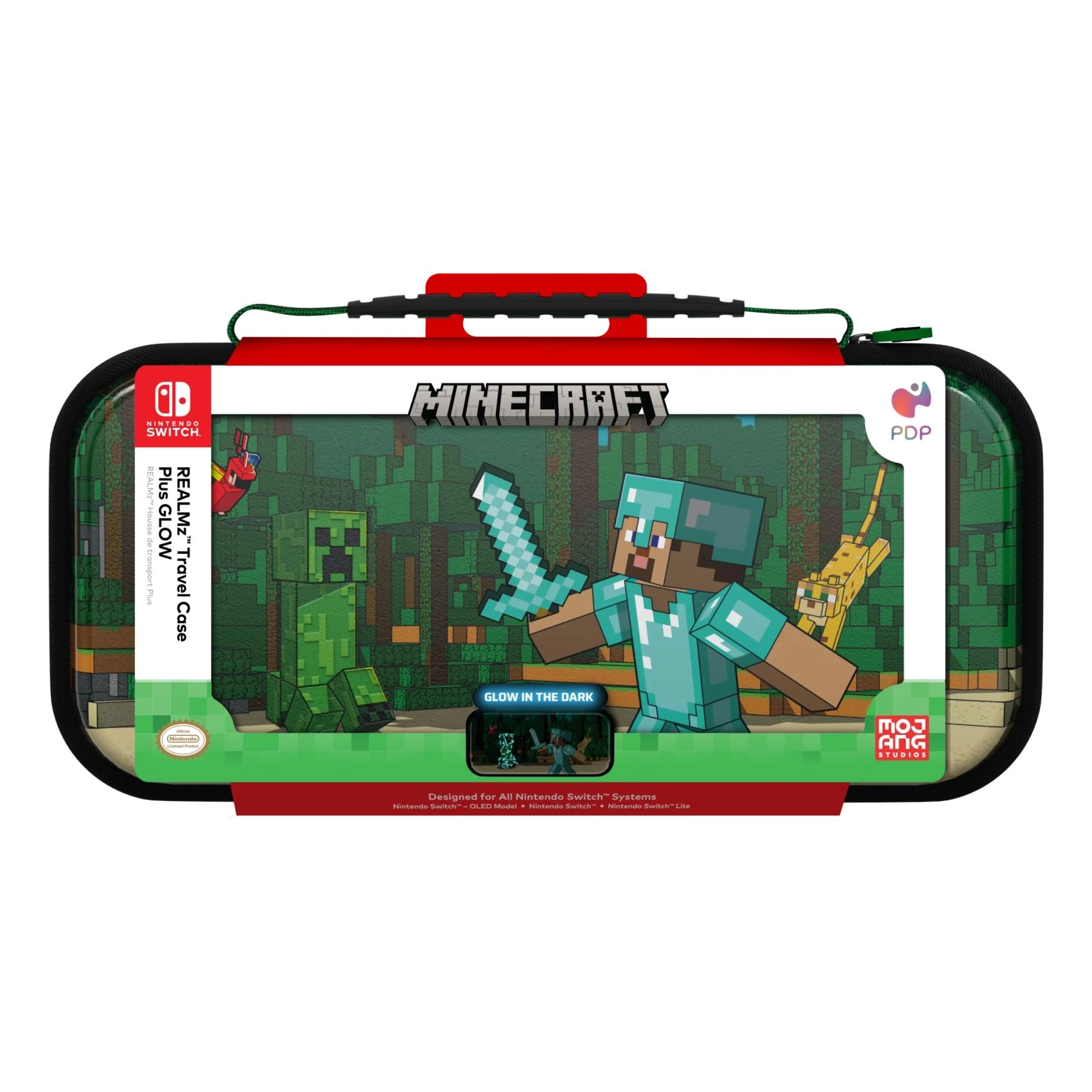 Realmz Travel Case - Nintendo Switch Minecraft Forest Battle Glow in the Dark