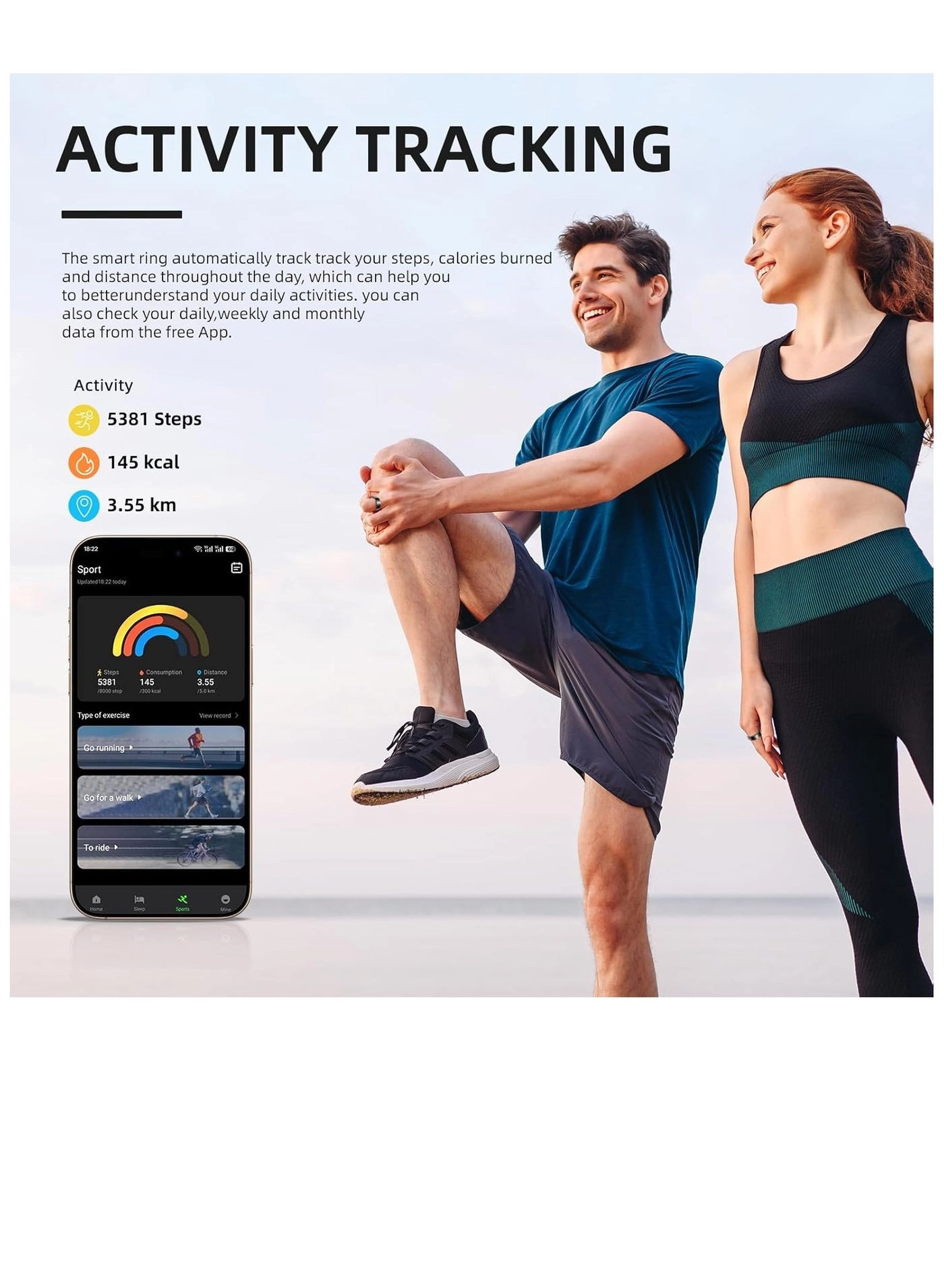 Smart Health Ring - Fitness Tracker Heart Rate Blood Oxygen