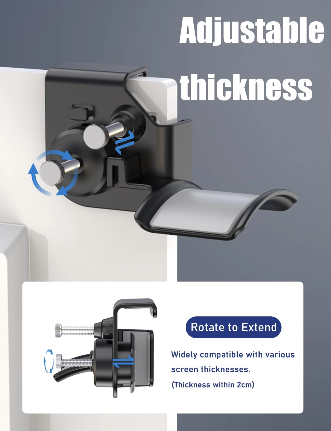 Headset Holder - for Headphones and Headsets Clamp-On Adjustable Space-Saving