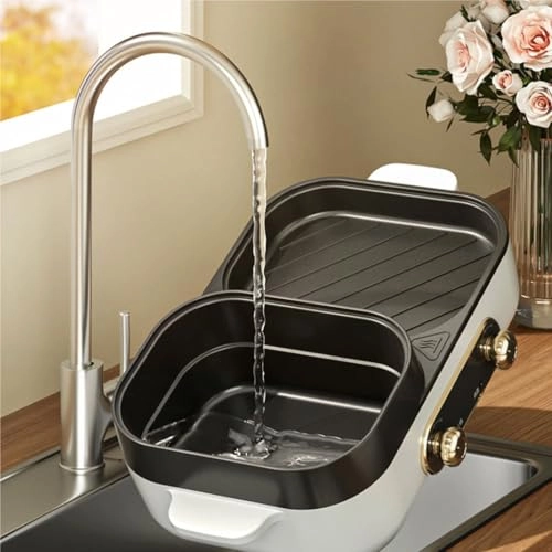 Portable Nonstick Griddle - 1600W Hotpot & Grill