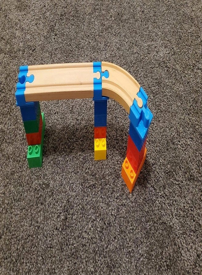 Duplo Bricks to Brio Compatible Wooden Train Track Adapter Set - 5pc