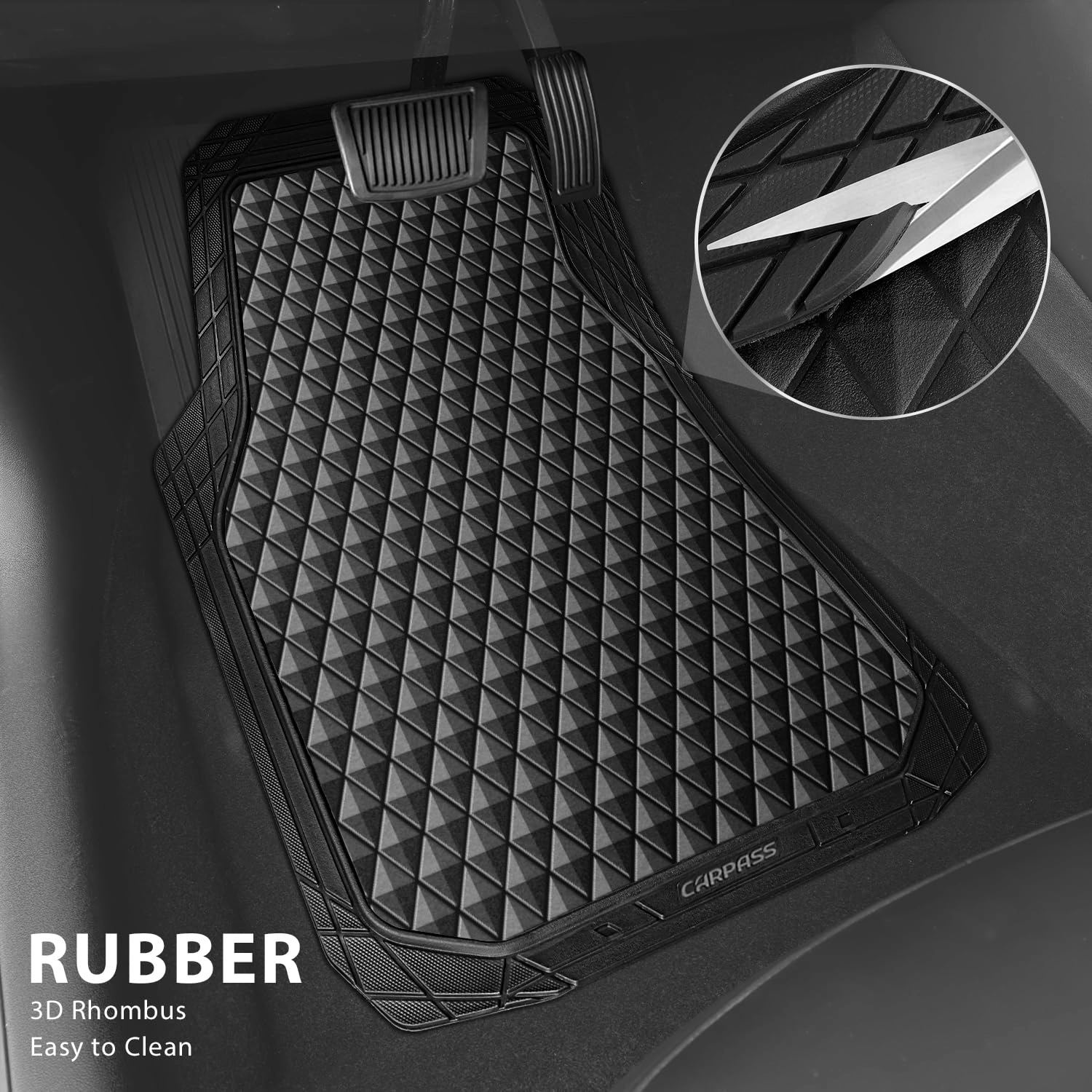 Floor Mats - Gray Rubber 4 Pcs