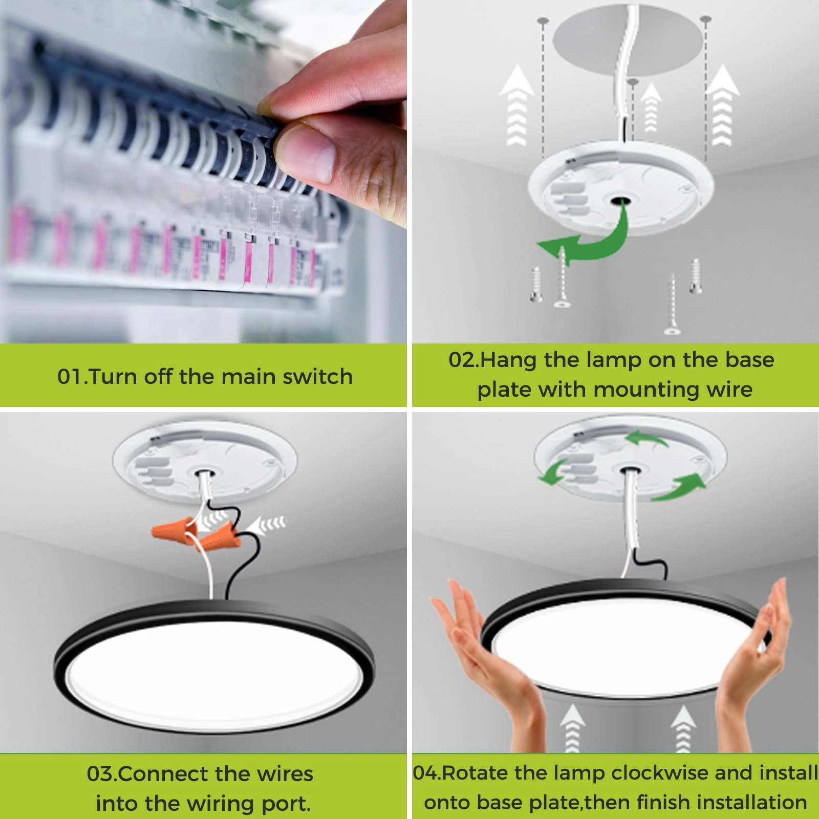 Flush Mount LED Ceiling Light - 3000K 4500K 6000K Dimmable