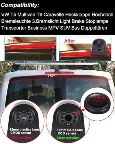 Brake Light Reversing Camera + 7 Inch LCD Monitor - Night vision 1280 x 720