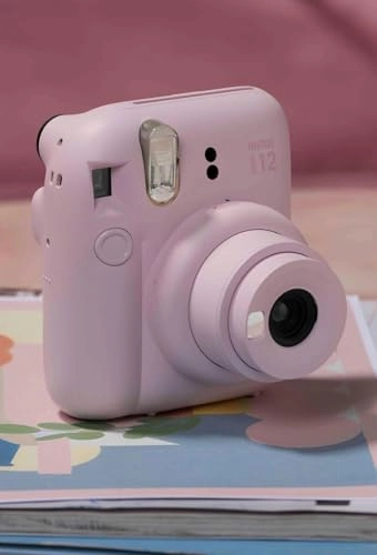 INSTAX Mini 12 + INSTAX Mini Film - 54mm x 86mm + Clear Glitter Protective Camera Case + Mini Photo Album - 64-Pocket + Hanging Wall Photo Display