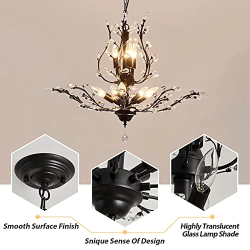 8-Light Vintage Crystal Chandeliers - Dimmable