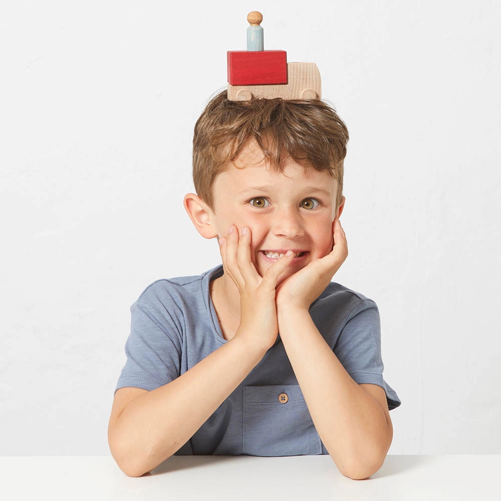 Wooden Truck With Driver - Blue Suitable for 3 years & above