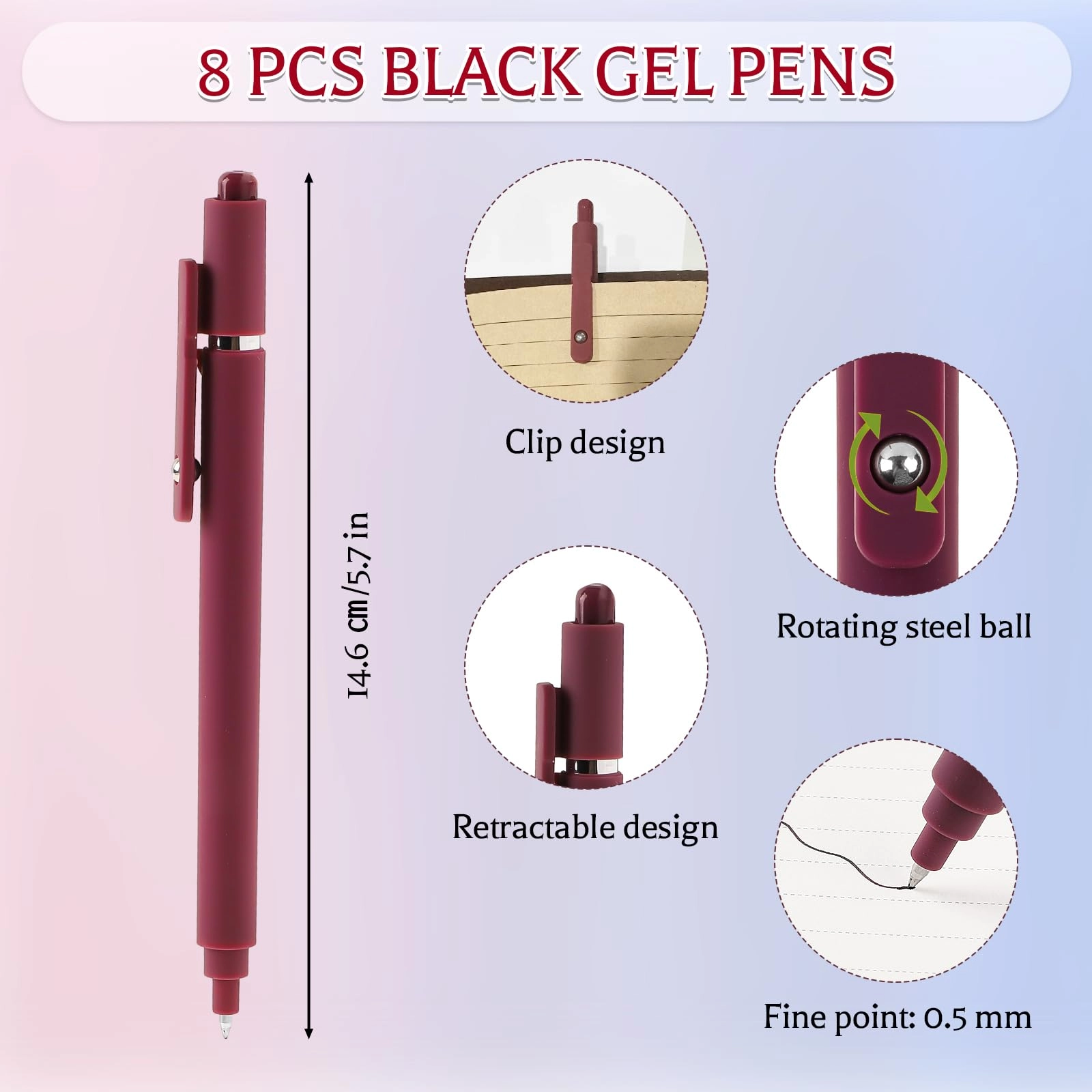 Gel Pens - 8 Pcs 0.5 mm