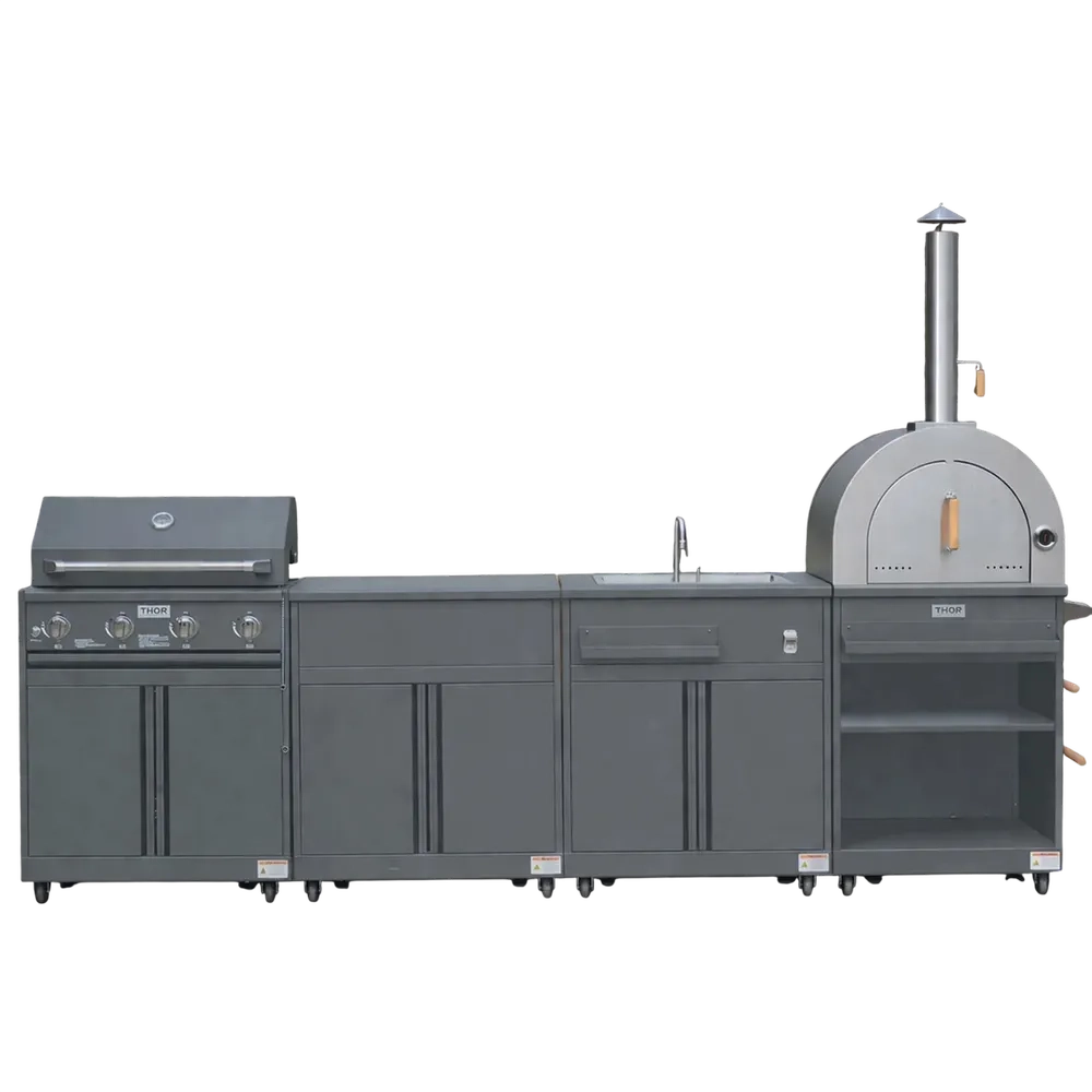 Thor Kitchen 4-Piece Modular Outdoor Kitchen Island - 4 zone(s) gas Bundle