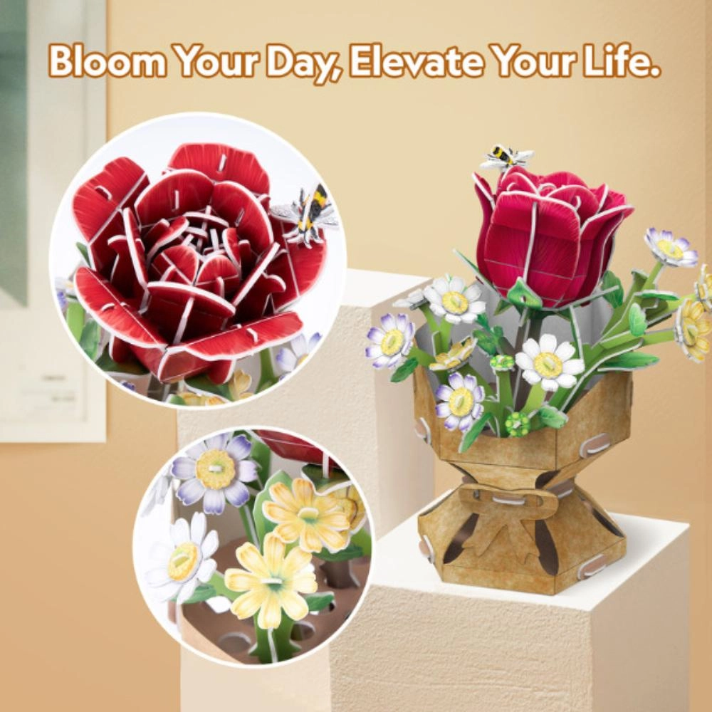 Rose Flower Bouquet 3D Puzzle (527-W3301H) - 120 pcs