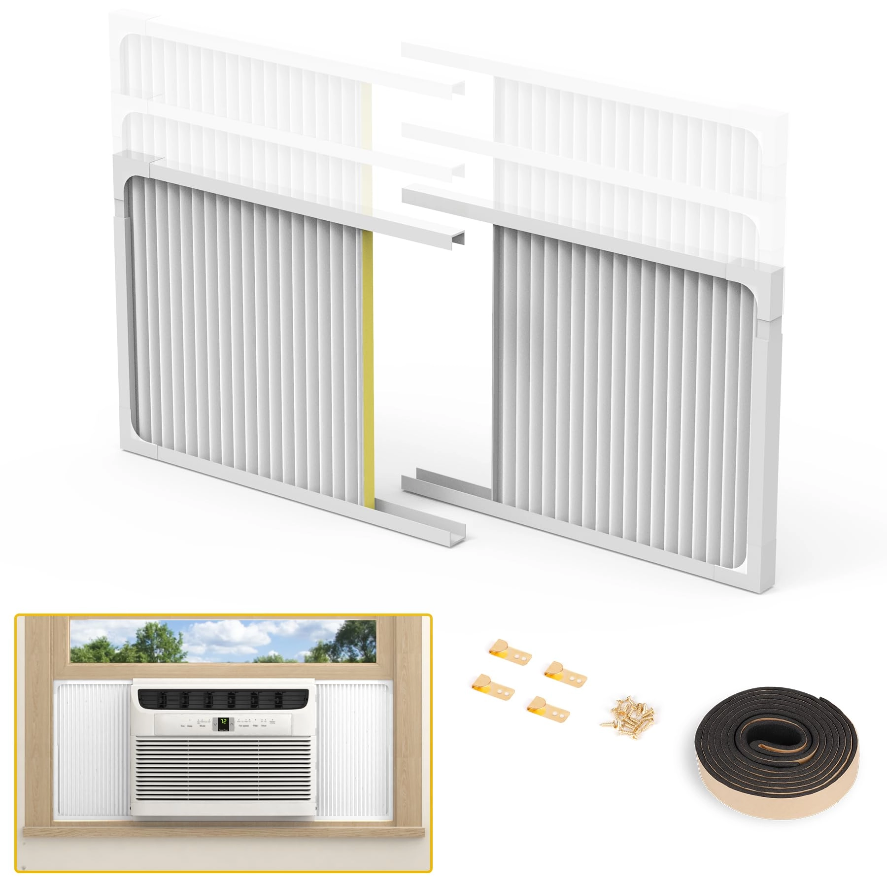 Powrocket Window Air Conditioner Side Panel with Frame - Fits For 14,000-22,000 BTU AC Units Pack