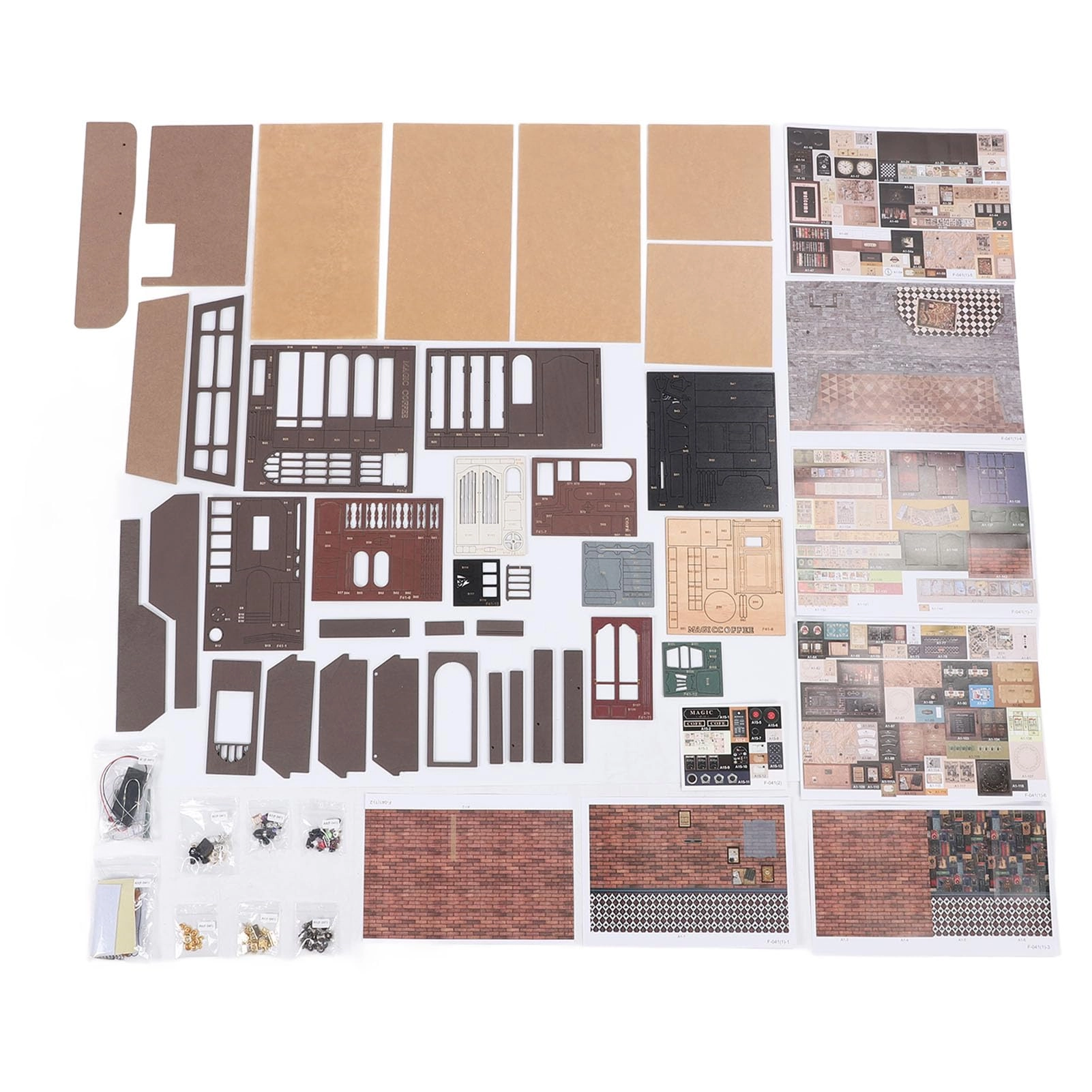 Luocute Miniature Cafe House Kit - Retro LED Lights Wooden