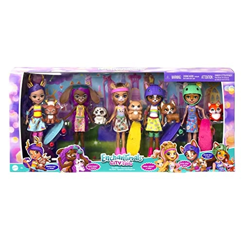 HJH67 - Skateboard in the City 15+ elements 5 dolls 15 cm Ages 4+