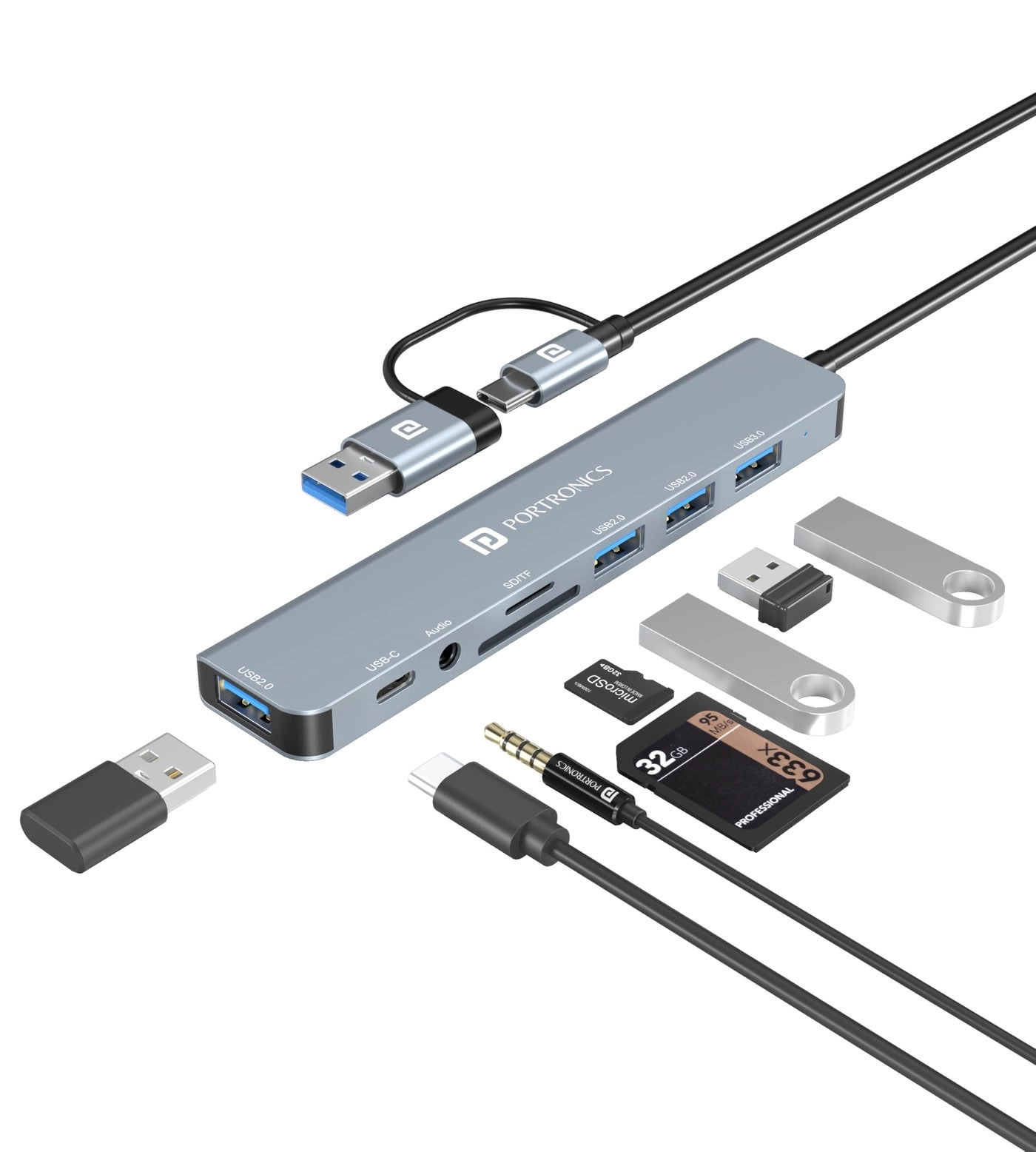 Portronics Mport 8 Plus - 8-in-1 Dual Plug