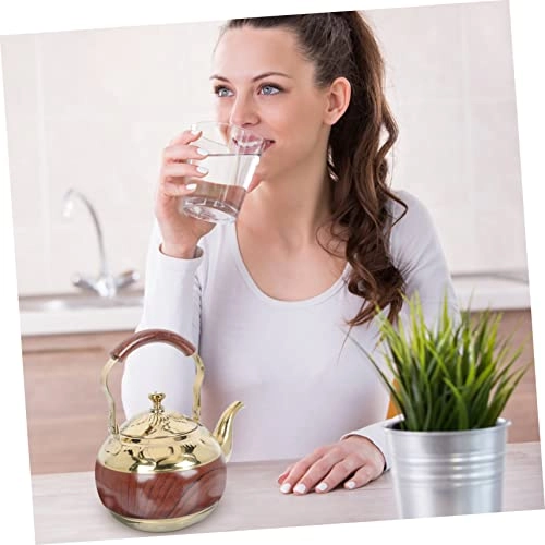 Stove Top Teapot - Wooden stainless steel 3L