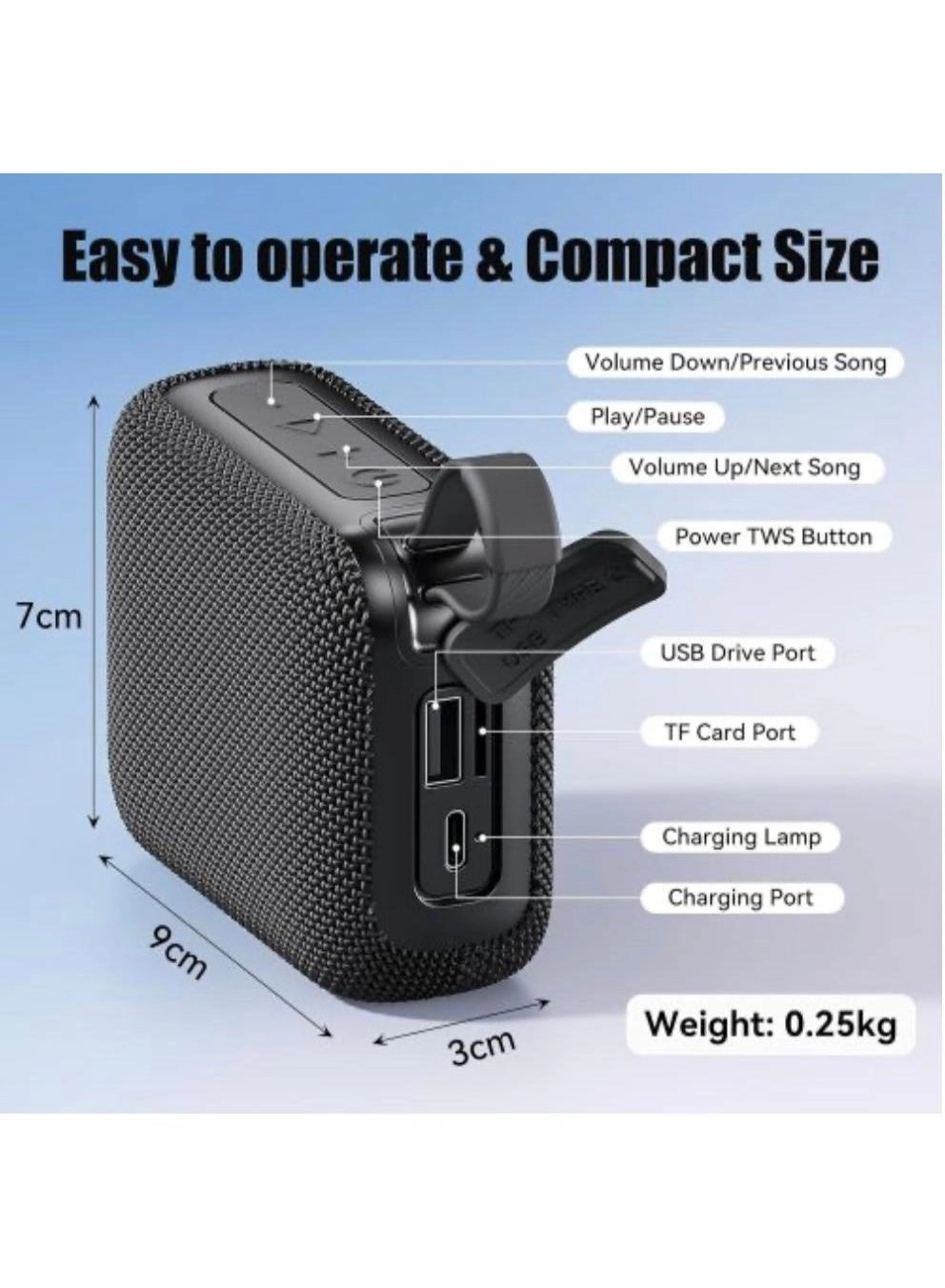 Mini portable Bluetooth speaker - TWS USB TF