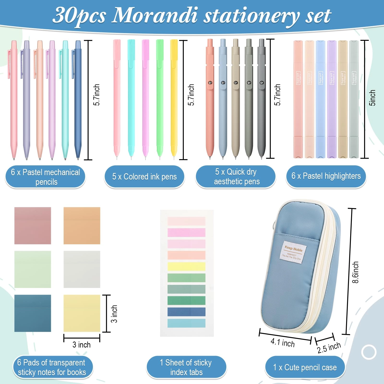 Aesthetic School Supplies - 30 Pcs