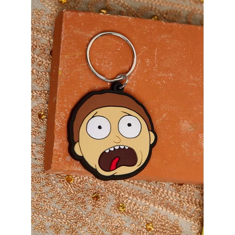 Rick And Morty Terrified Face Rubber Keychain