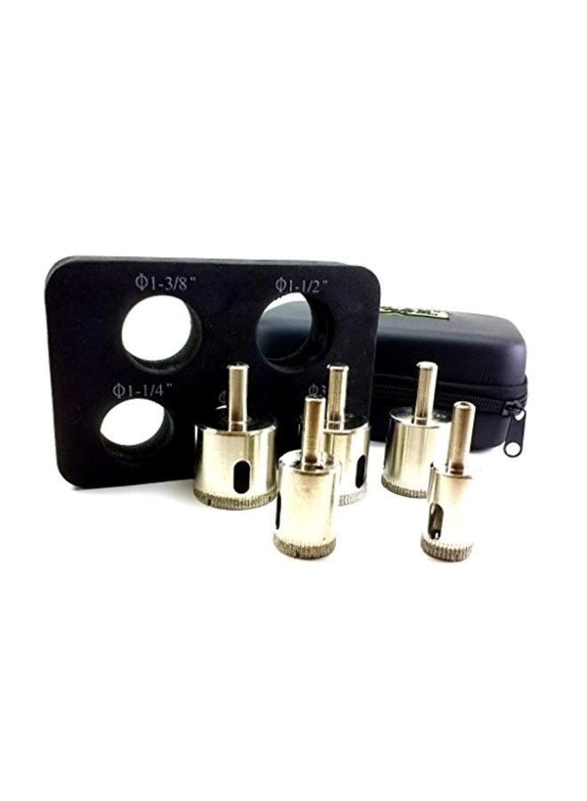 Diamond Drill Bit Tile Hole Saw Set - 5 Pcs 3/4 inch 1 inch 1-1/4 1-1/2 1-3/4 Inch