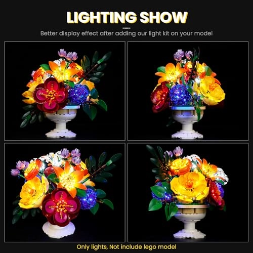 Light Kit Compatible with Lego Botanicals Flower Arrangement 10345 - LED USB