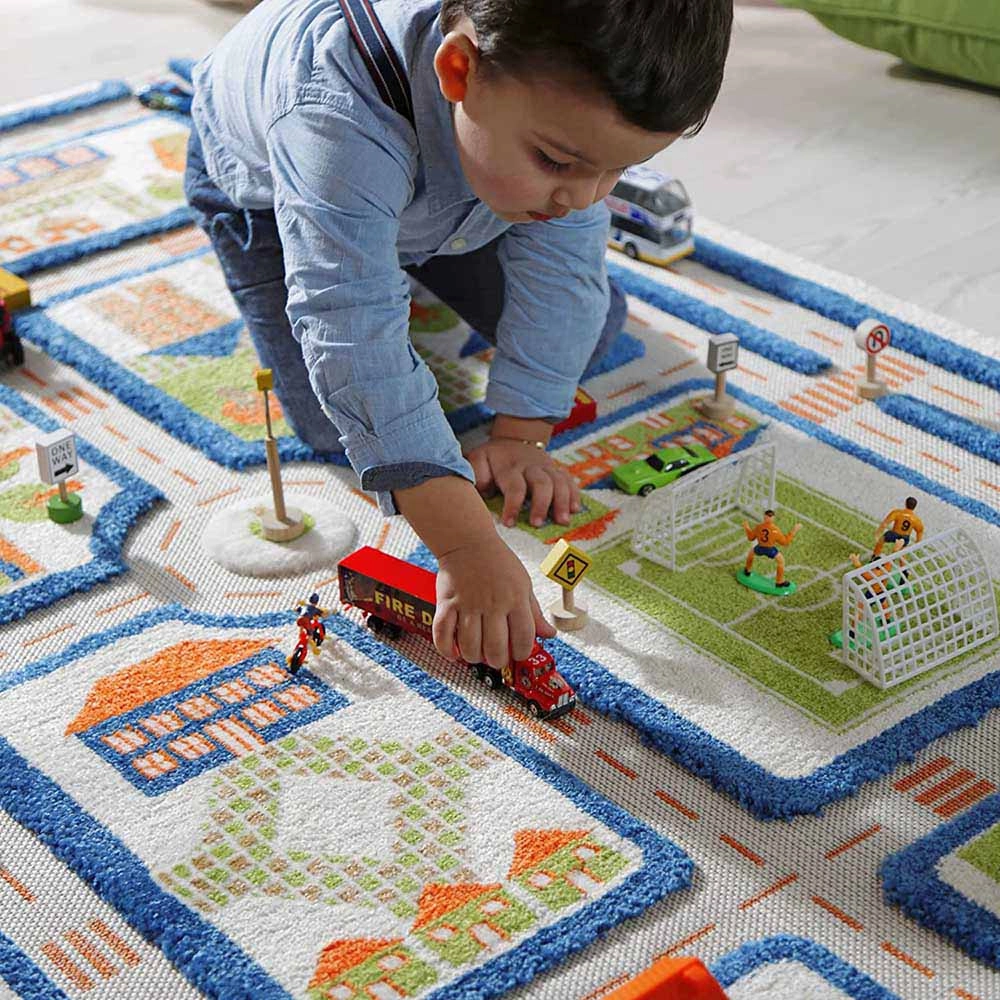 Traffic Design Educational 3D Carpet Playmat - Traffic Blue 12 months