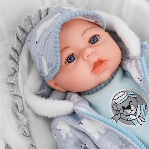 Baby Doll - 46cm Grey With Cap 16 Baby Sounds