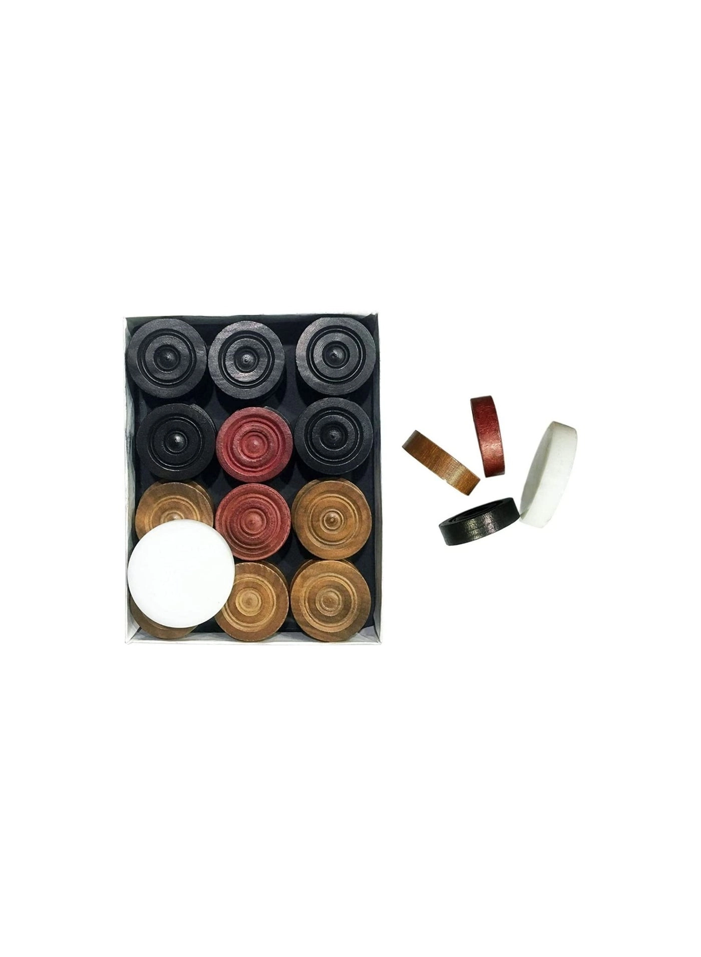 Delopik Carrom Coins - Wooden + Tournament Striker