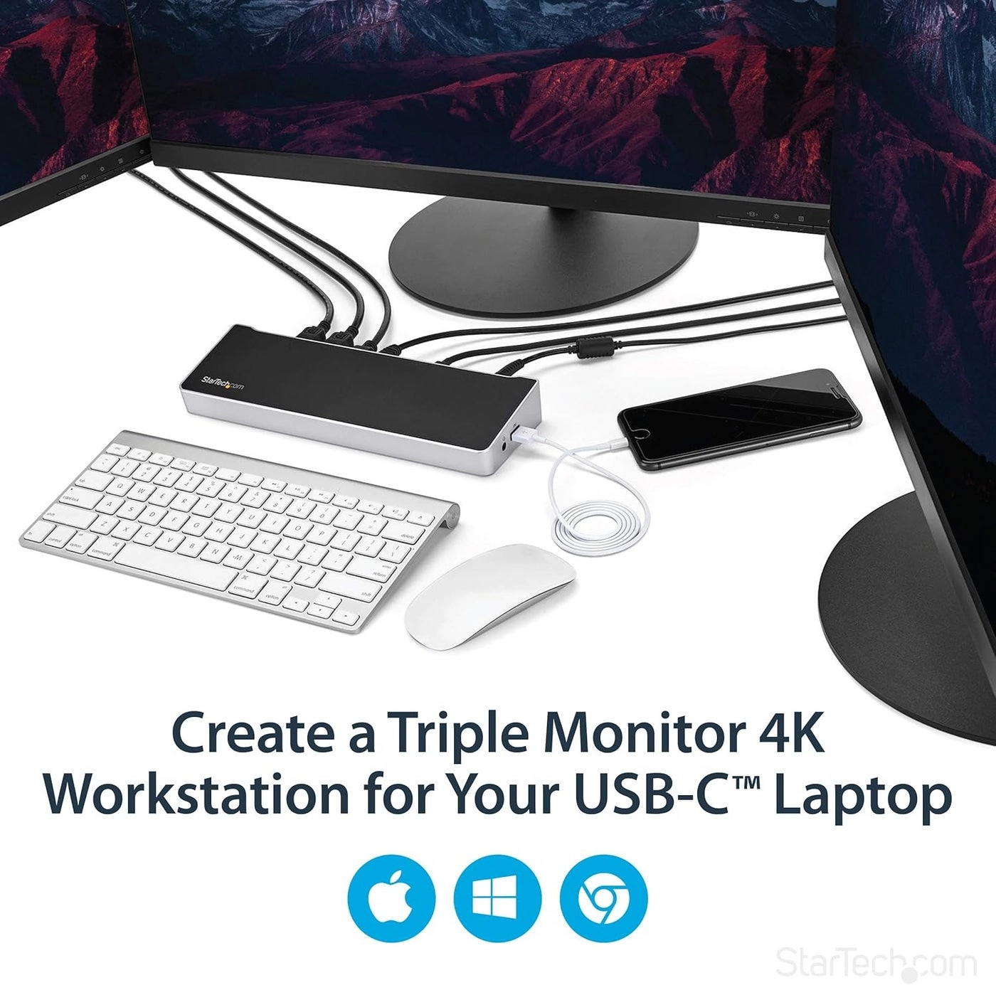 Triple Monitor USB 30 Docking Station - USB 3.0 2x 4K HDMI