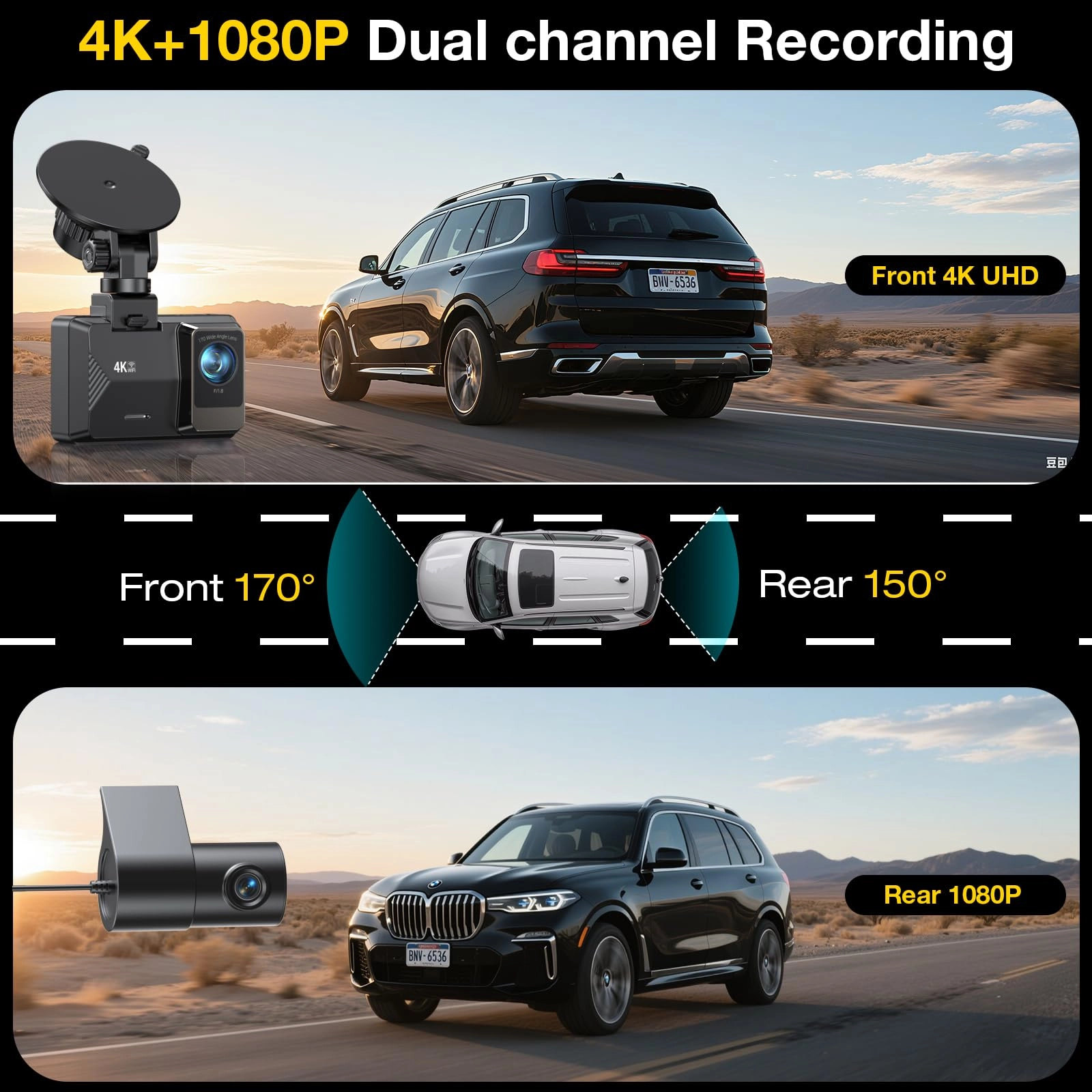 A12 - 4K(30fps) Front Camera + 1080P(25fps) Rear Camera
