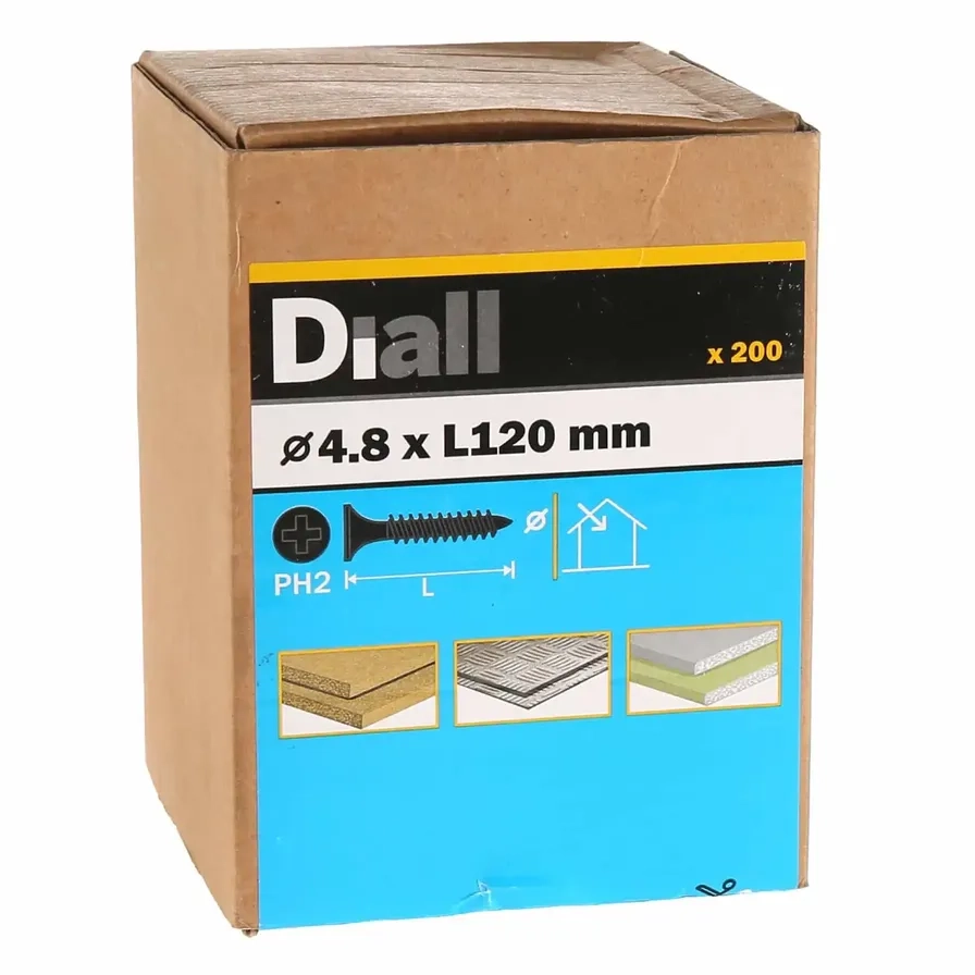 Diall Carbon Steel Plasterboard Screw Pack 4.8mm 120mm